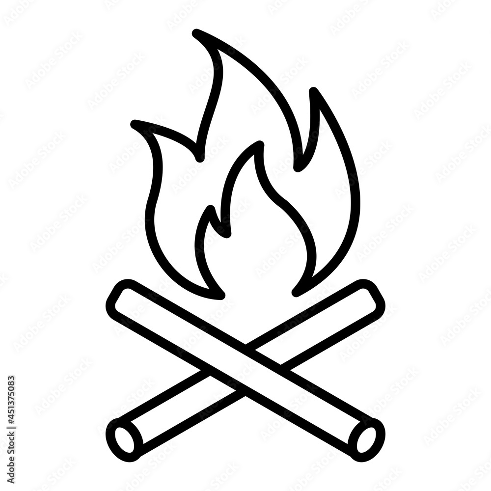 Flame Vector Outline Icon Isolated On White Background Flame Vector Outline Icon Isolated On White Background