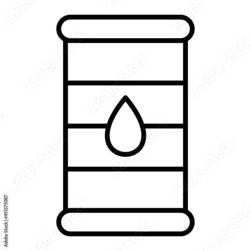 Oil Barrel Vector Outline Icon Isolated On White Background