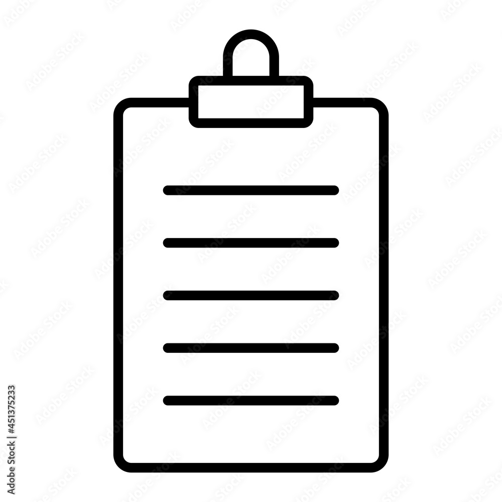 Clip Board Vector Outline Icon Isolated On White Background Clip Board Vector Outline Icon Isolated On White Background