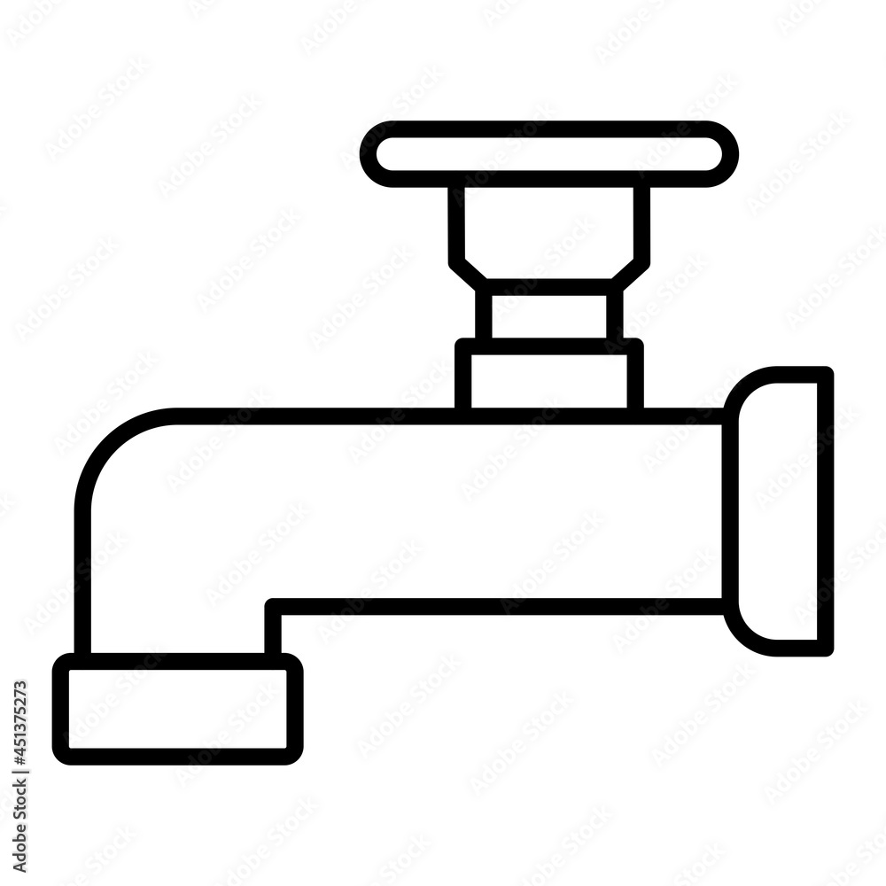 Faucet Vector Outline Icon Isolated On White Background Faucet Vector Outline Icon Isolated On White Background