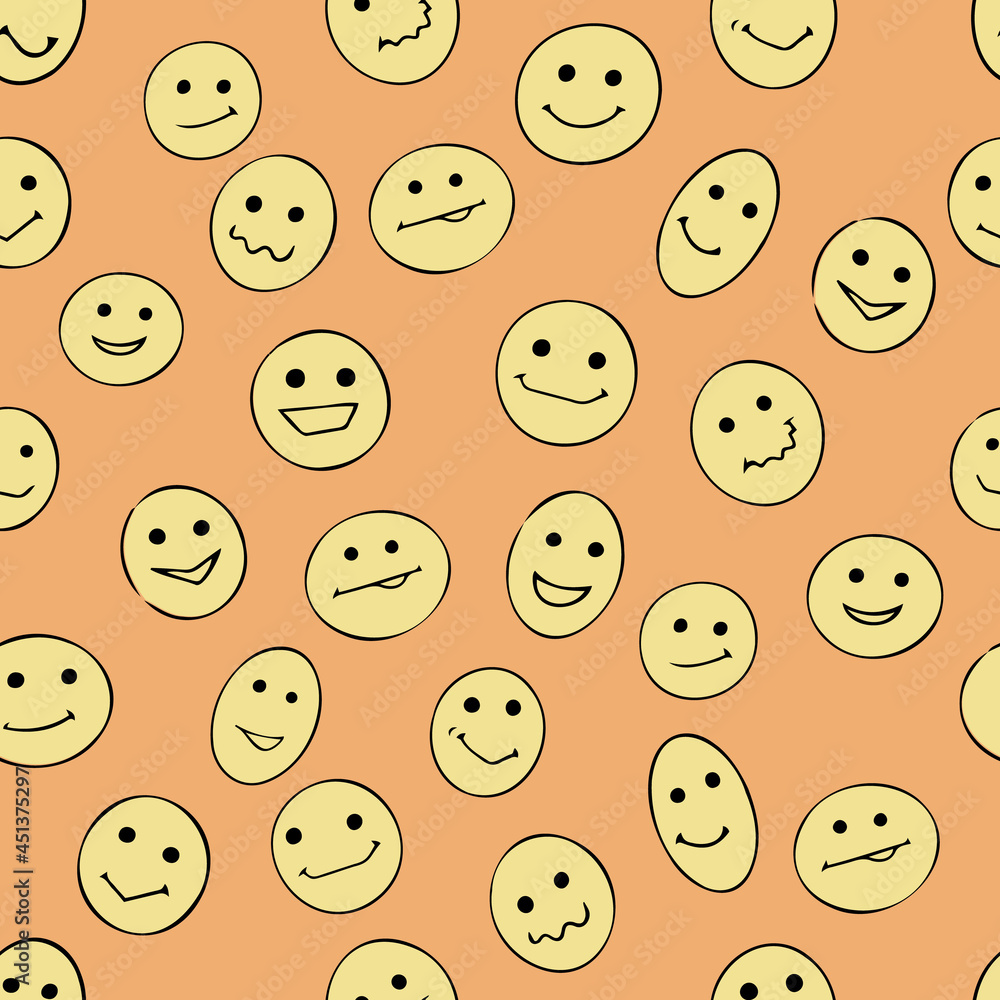 Cute seamless positive pattern with different circle smiles. World smile day pattern. Cute seamless positive pattern with different circle smiles. World smile day pattern.