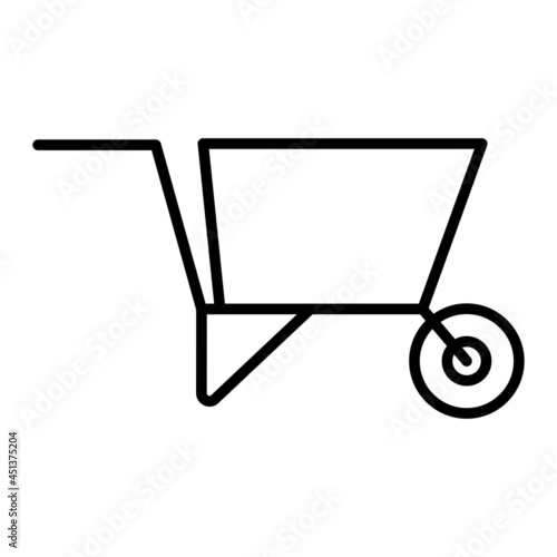 Wheel Barrow Vector Outline Icon Isolated On White Background
