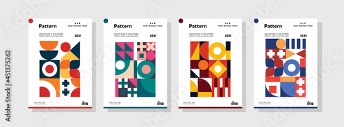 Collection of corporate identity flyer templates. A4 vector business presentation set geometric orientation mockup. Company report includes a bundle of abstract geometric illustration design layouts.
