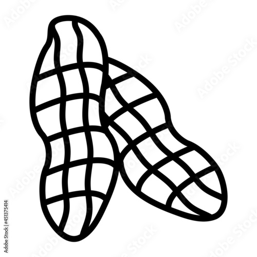  Peanut Vector Outline Icon Isolated On White Background
