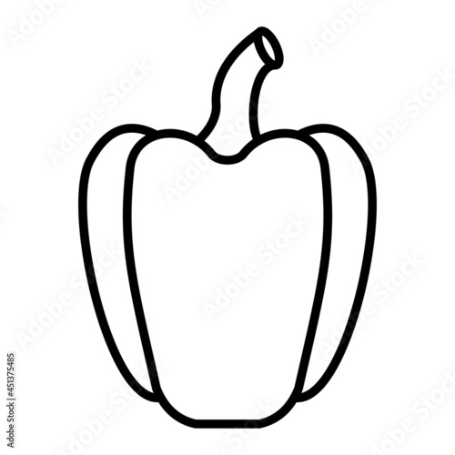 Capsicum Vector Outline Icon Isolated On White Background