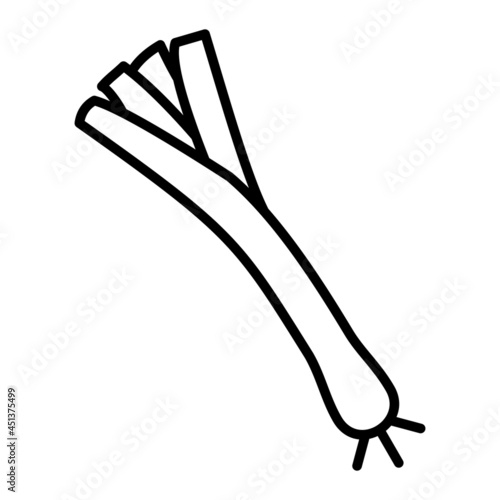 Leek Vector Outline Icon Isolated On White Background