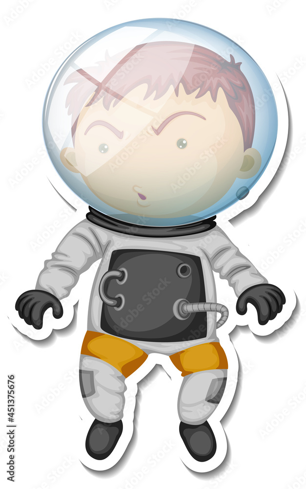 Obraz premium A sticker template with an astronaut cartoon character isolated