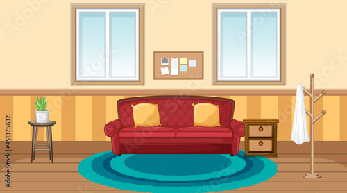 Living room interior design with furniture