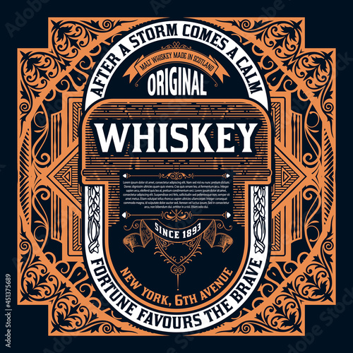 Whiskey label with old frames