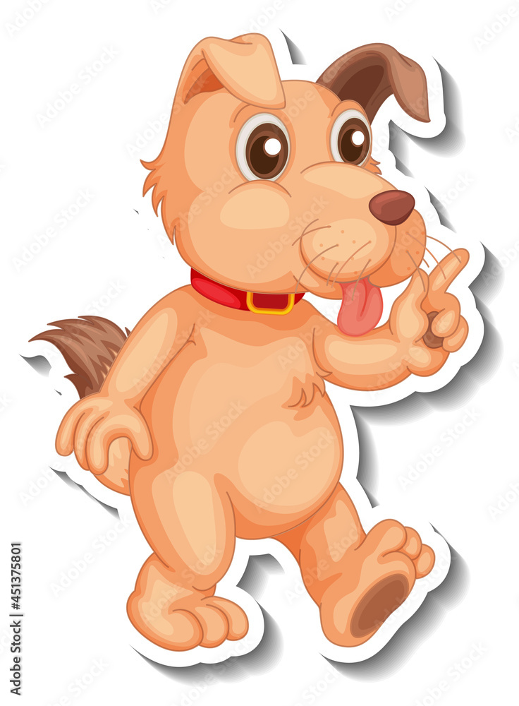 Obraz premium Sticker design with a dog in standing pose isolated