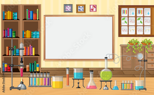 Wallpaper Mural Empty scene with laboratory glass ware in the classroom Torontodigital.ca