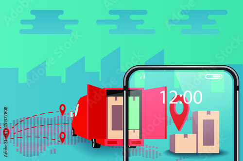 Online delivery on mobile. service concept, online order tracking, Vector illustration