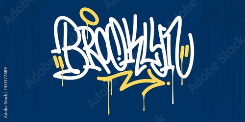 Abstract Hip Hop Hand Written Urban Street Art Graffiti Style Word Brooklin Vector Illustration Art