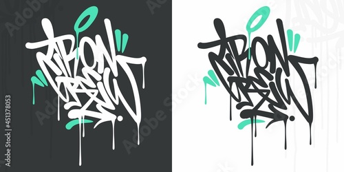 Flat Abstract Hip Hop Hand Written Urban Street Art Graffiti Style Word Ironcrew Vector Illustration Art