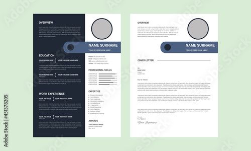 minimalist vector cv template with cover letter