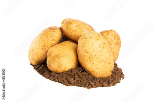 Raw potatoes isolated on white background