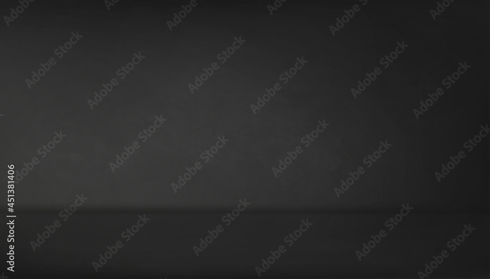 Empty studio room with a dark gray wall background, Backdrop Grey Cement texture floor, Vector 3D illustration of black Concrete surface with soft light and shadow. Banner for loft design concept. Empty studio room with a dark gray wall background, Backdrop Grey Cement texture floor, Vector 3D illustration of black Concrete surface with soft light and shadow. Banner for loft design concept.