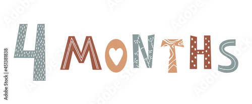 Four month baby lettering in Scandinavian style