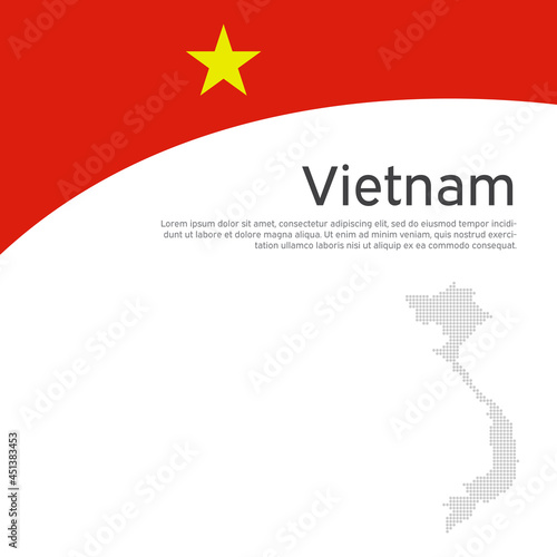 Abstract vietnam flag, mosaic map. Creative background for design of patriotic vietnamese holiday cards, poster. Cover, banner in national colors of vietnam. Vector flat illustration, template