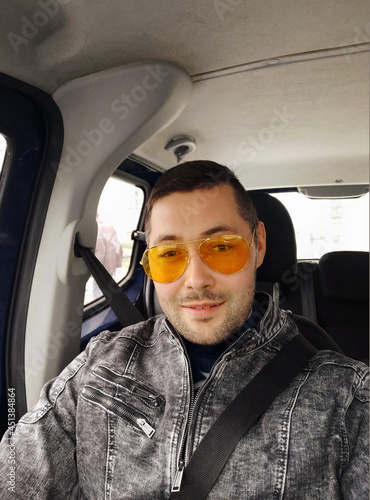 person driving a car