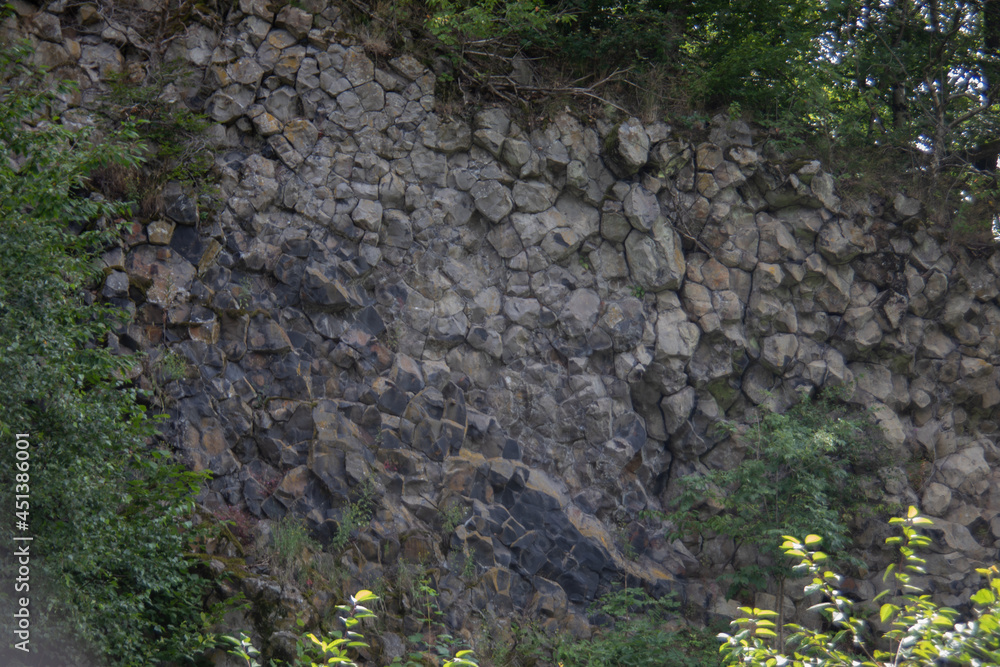 Mountain slope made of basalt rock