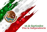 Translation: September 16, Long live the Independence! Happy Independence day of Mexico. the national holiday of Mexico Vector illustration. Suitable for greeting card, poster and banner.