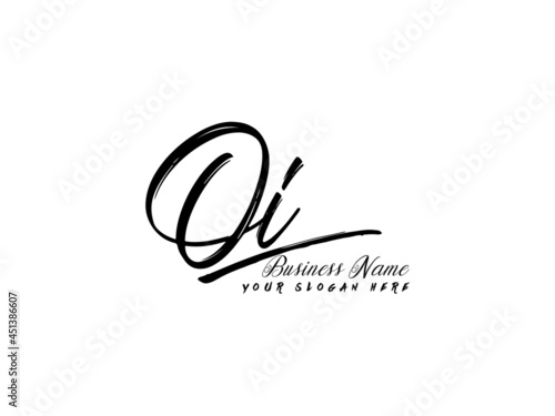 Brush OI Letter Logo, monogram oi signature logo icon vector for business