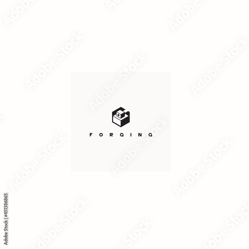 
illustration consisting of an image of an anvil and a hammer in the form of a symbol or logo