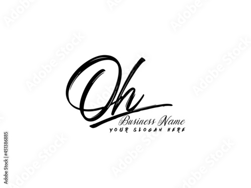 Brush OH Letter Logo, monogram oh signature logo icon vector for business