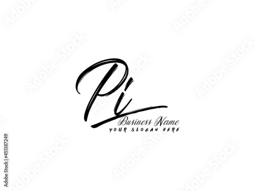 Brush PI Letter Logo, monogram pi signature logo icon vector for business