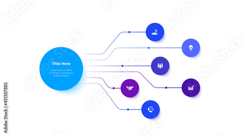 Seven circles for business presentation. Process visualization or flow chart. Vector infographic design template
