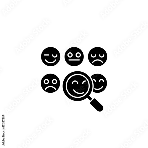 Reading emotions black glyph icon. Face-to-face communication. Non-verbal cues. Analyzing facial expressions. Emotional display. Silhouette symbol on white space. Vector isolated illustration