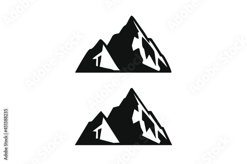 Hand Drawn Mountains Isolated. Vector Illustration Ski Resort Logo. Drawing Camping Element Winter Landscape