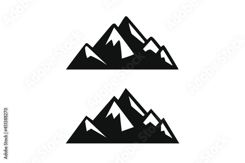 Hand Drawn Mountains Isolated. Vector Illustration Ski Resort Logo. Drawing Camping Element Winter Landscape