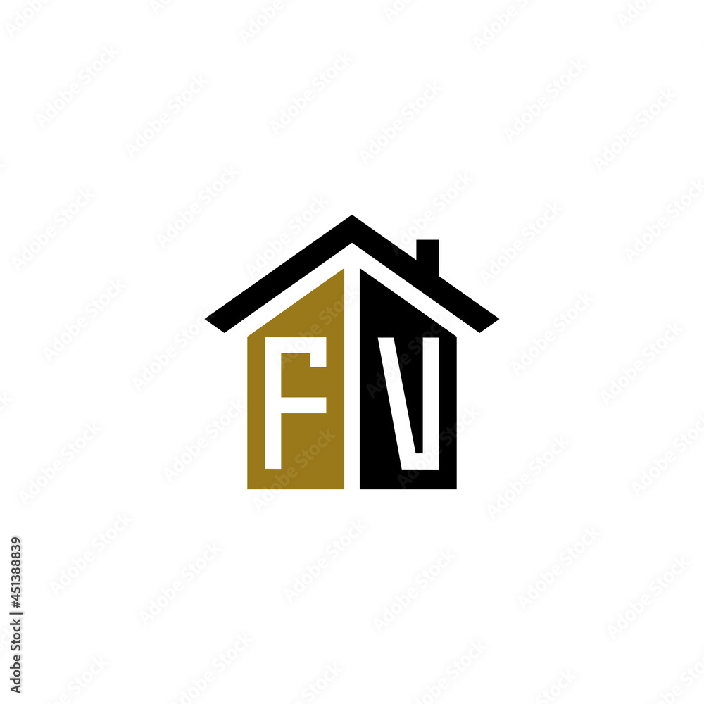 fv initial home logo design vector icon fv initial home logo design vector icon