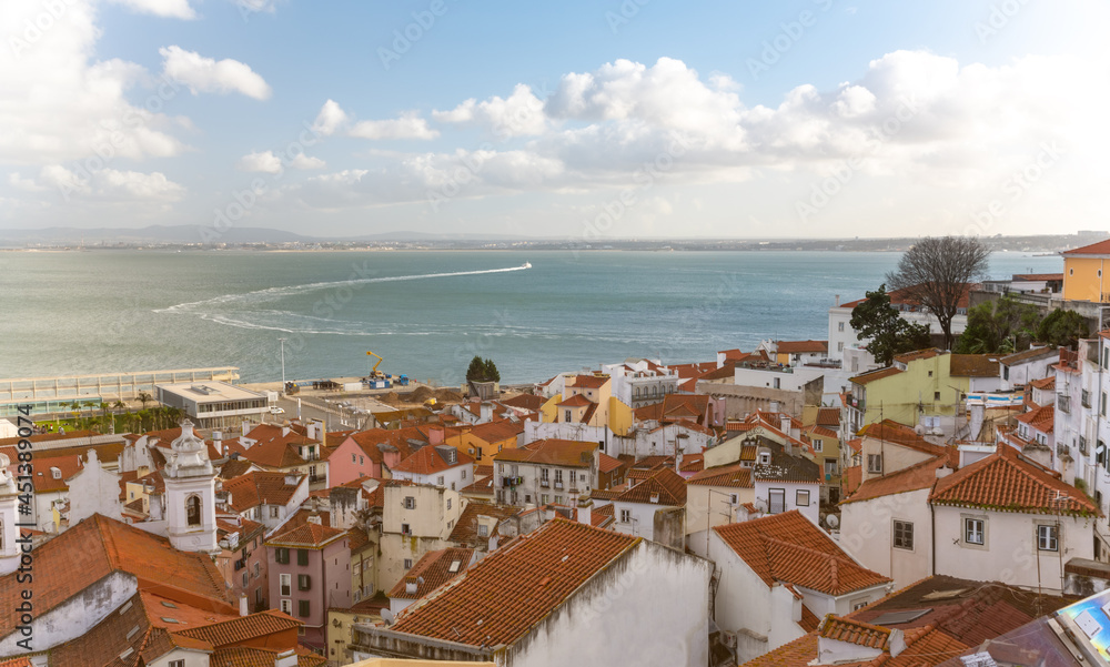 Lisbon, Portugal skyline in sunny summer day