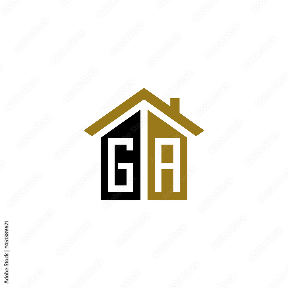 ga initial home logo design vector icon