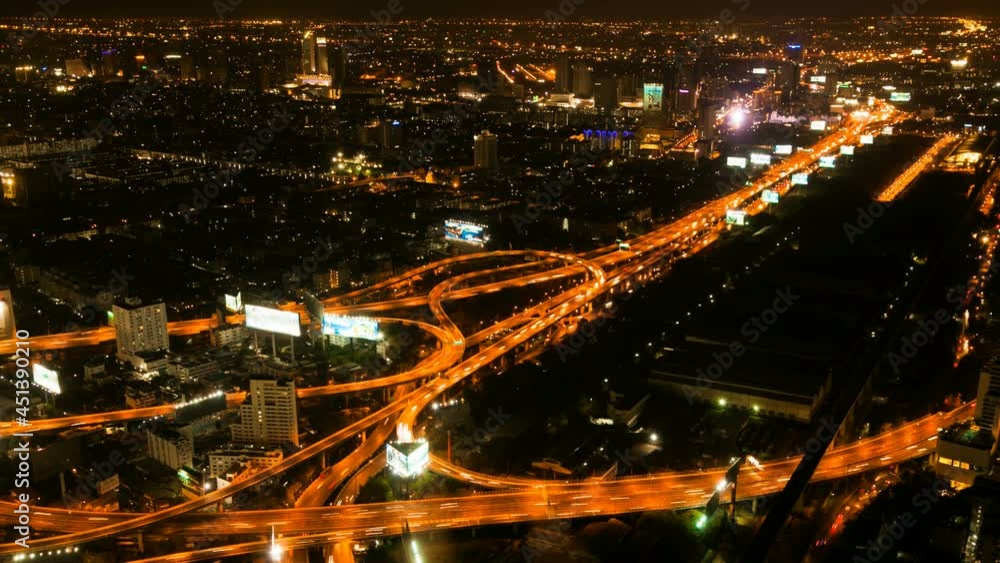 TIMELAPSE - AERIAL VIEW OF HIGHWAY AT NIGHT TIMELAPSE - AERIAL VIEW OF HIGHWAY AT NIGHT