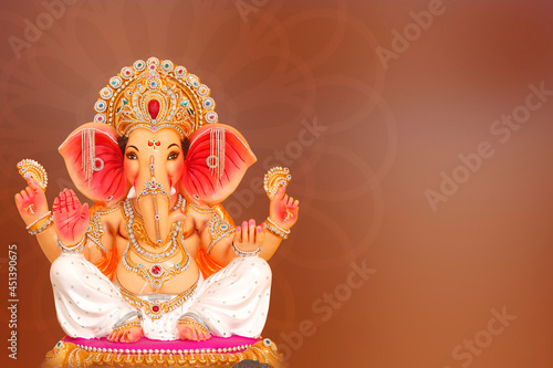 Happy Ganesh Chaturthi Greeting Card design with lord ganesha idol
