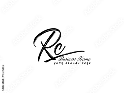 Brush RC Letter Logo, monogram rc signature logo icon vector for business