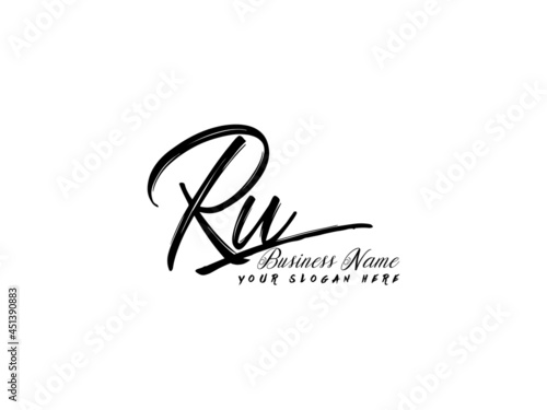 Brush RU Letter Logo, monogram ru signature logo icon vector for business
