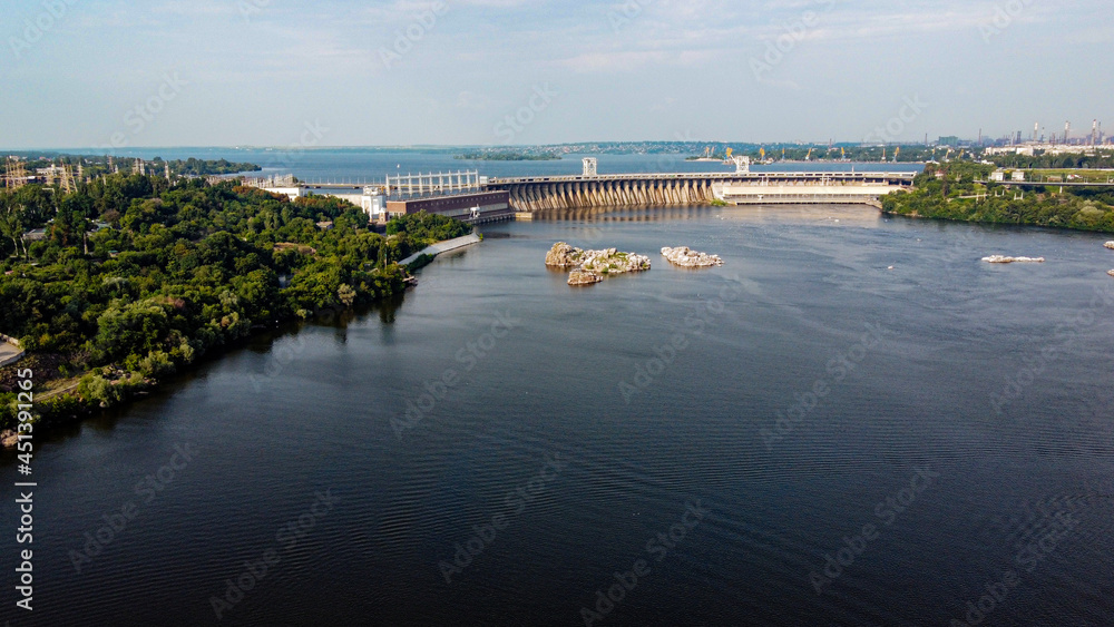 DnepoGES. Zaporozhye hydro power plant on the river Dnepr (Dnipro).