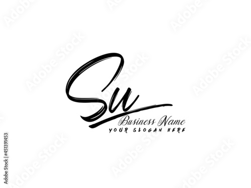 Brush SU Letter Logo, monogram su signature logo icon vector for business