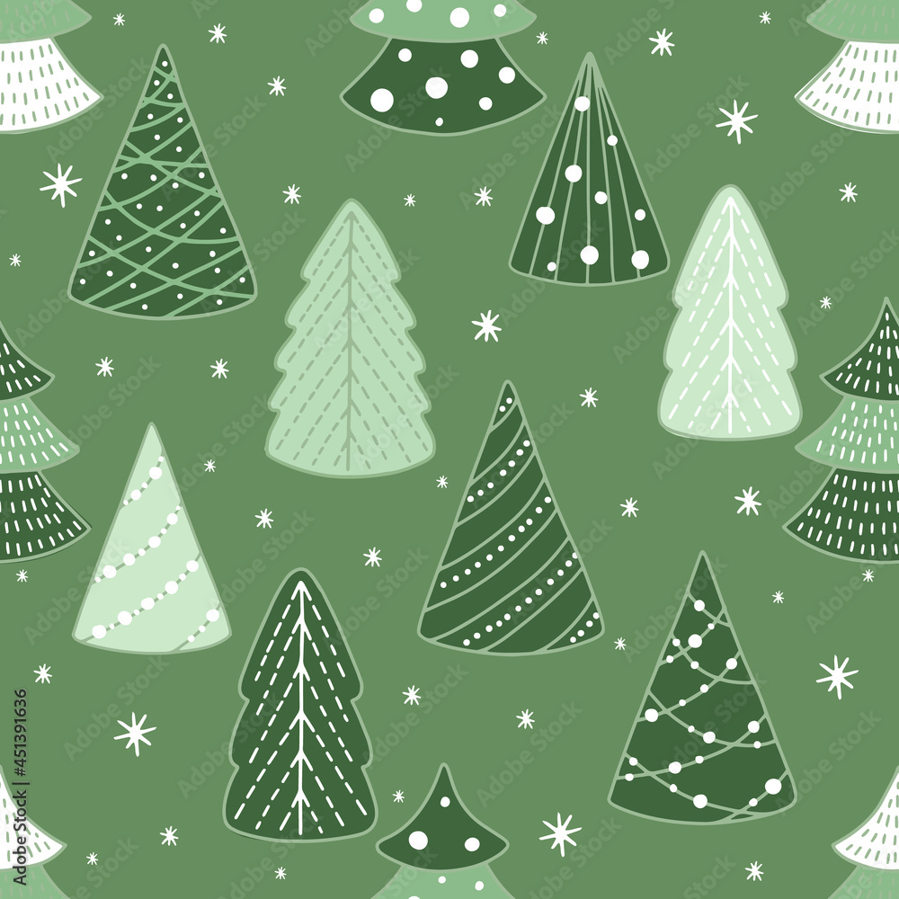 Fototapeta premium Christmas and Happy New Year seamless pattern with Christmas decorations.