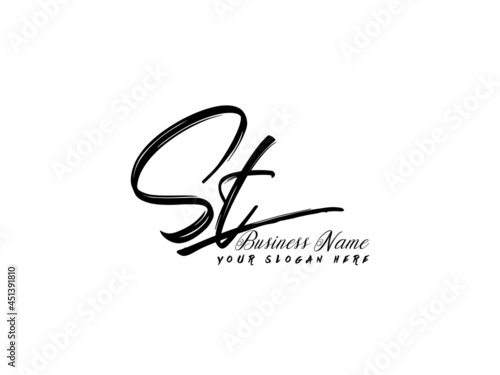 Brush ST Letter Logo, monogram st logo icon vector for business