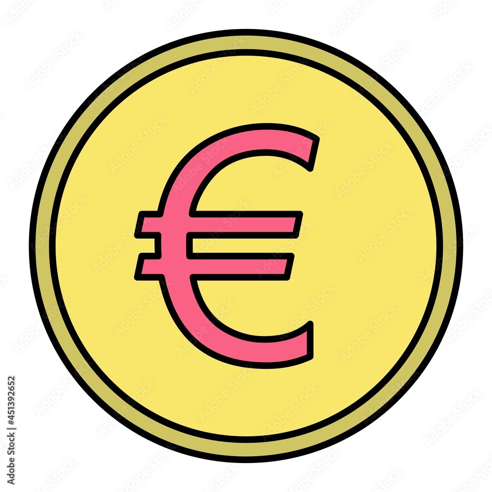 Vector Euro Filled Outline Icon Design Vector Euro Filled Outline Icon Design