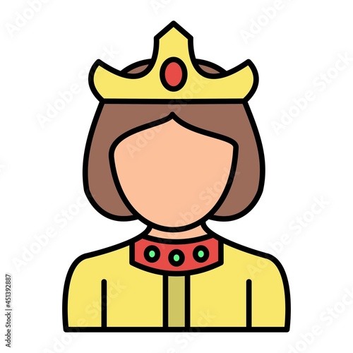 Vector Queen Filled Outline Icon Design