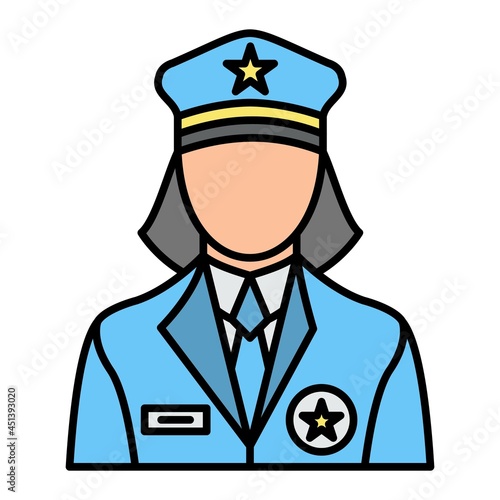 Vector Policewomen Filled Outline Icon Design