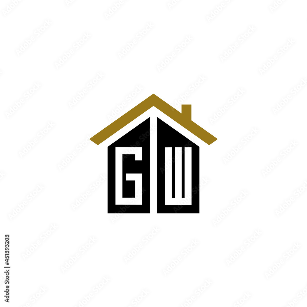 gw initial home logo design vector icon