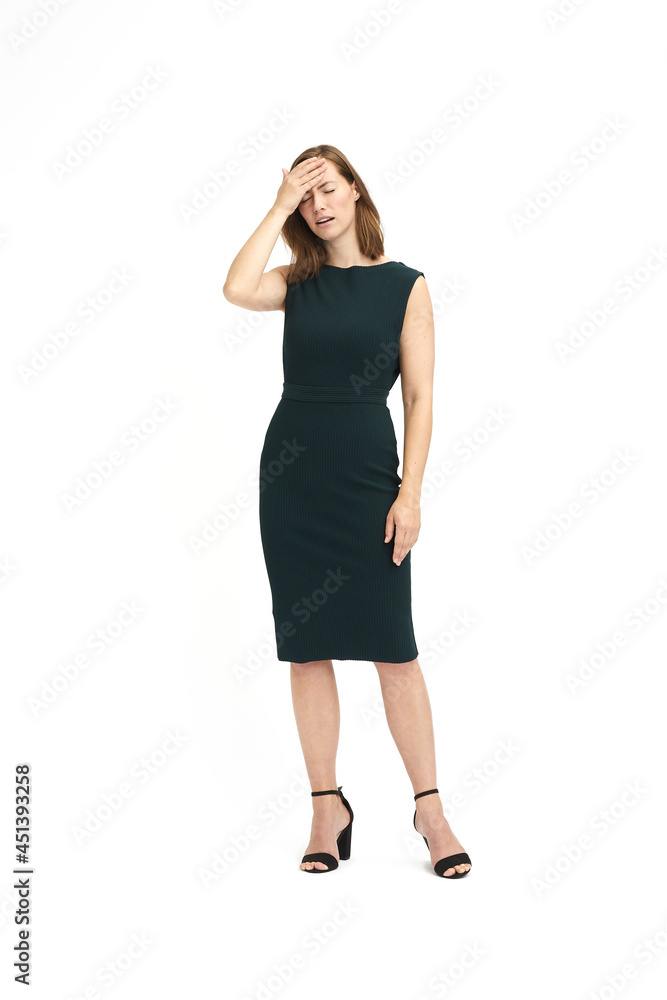 Full body portrait of a beautiful professional businesswoman looking confused and giving up Full body portrait of a beautiful professional businesswoman looking confused and giving up